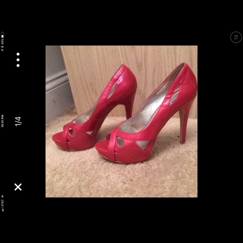 Pink peep toe high heel shoes, sz 8, like new